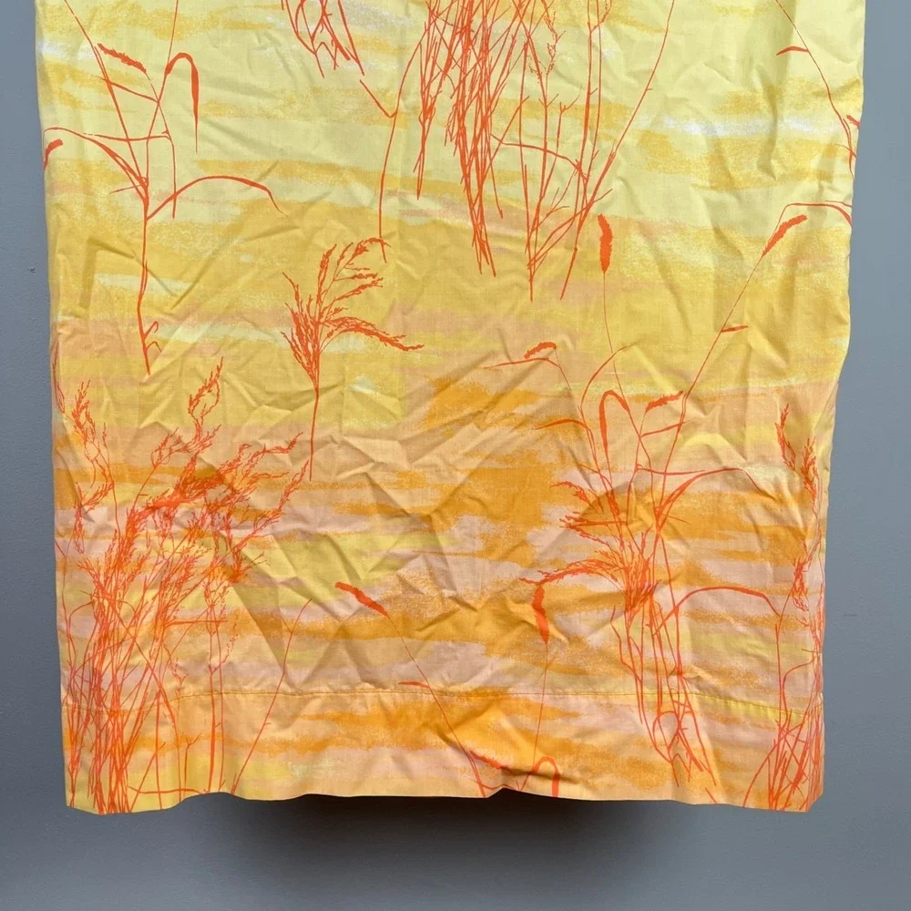 Set of 2 Vintage 70s Pillowcases Yellow Orange‎ Plant Print Bedding Linens Boho